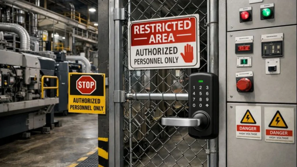 Industrial facility using power locks to improve safety and access control