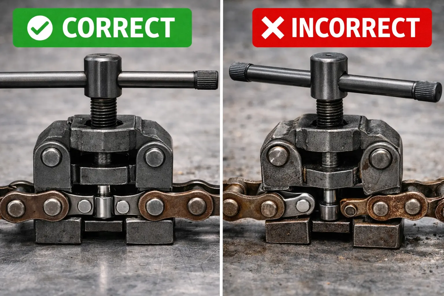Correct and incorrect methods of removing links from a chain